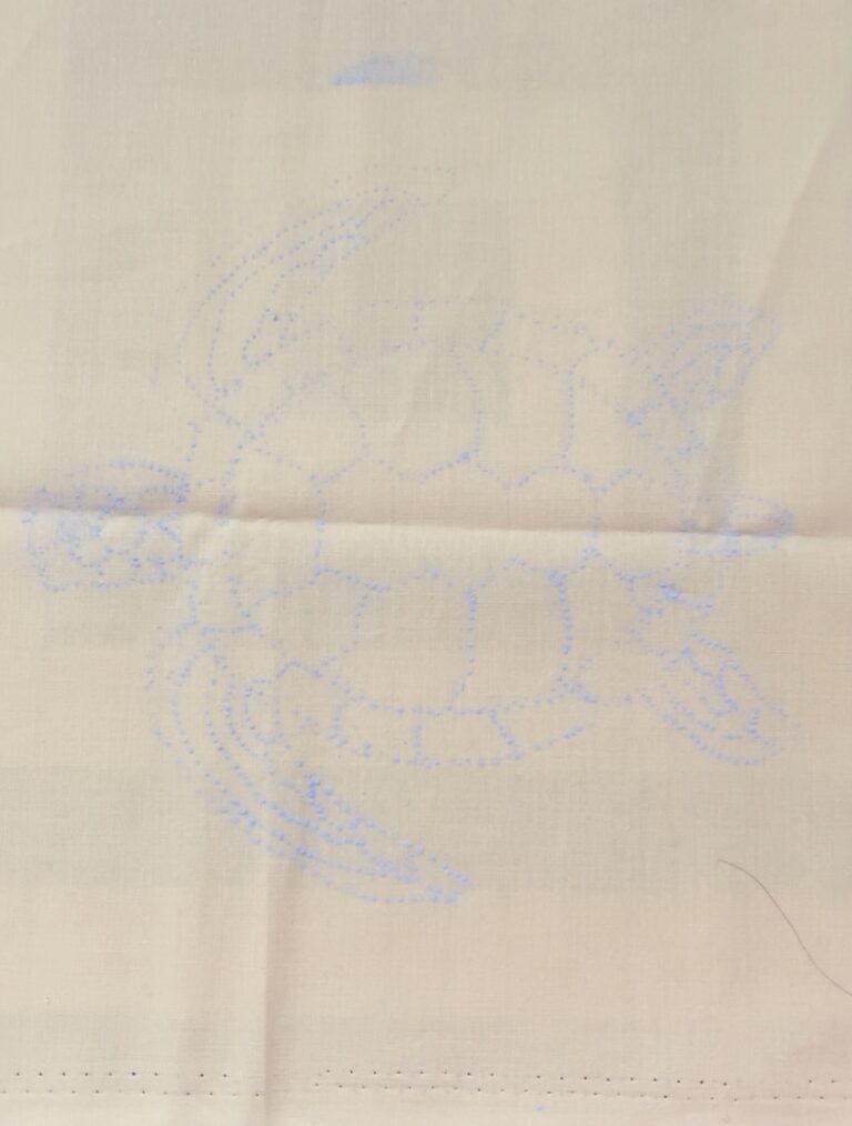 A white sheet of paper with a blue stripe.