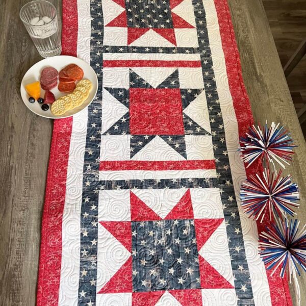 Patriotic quilted table runner.