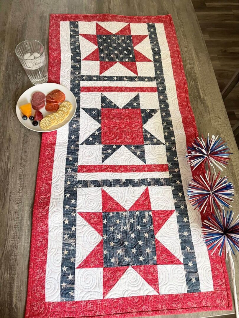 Patriotic quilted table runner.