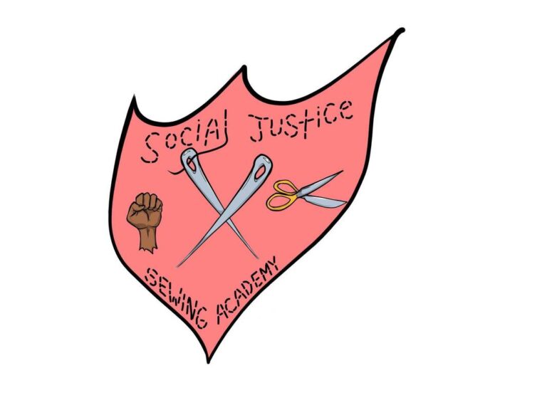 Social justice sewing fashion logo.